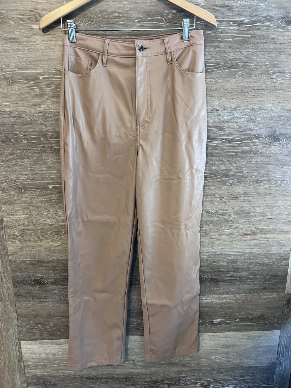 Alya Francescas Women Size Medium Skinny Slim Pull-On Pants Brown Faux Leather